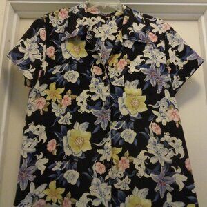 HOT ISLAND RETRO GIRL Hawaiiana Orchids Blouse By Ripe Lg
